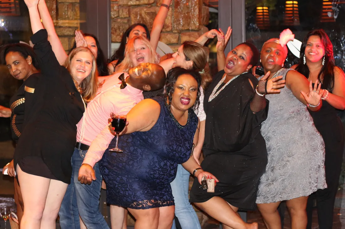 Colleagues celebrating at a Nedbank year-end party