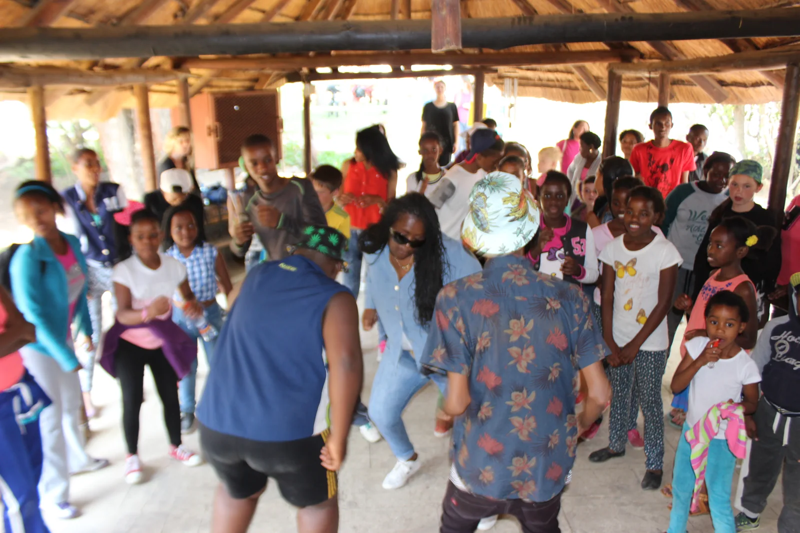 Dancing together at a school market day