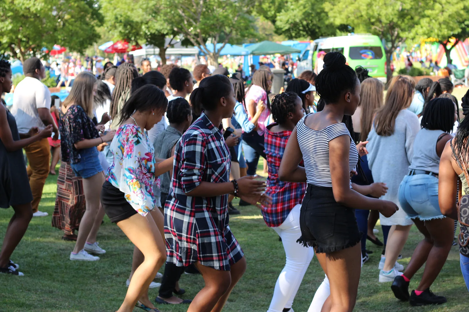 Students enjoying an outdoor spring day event